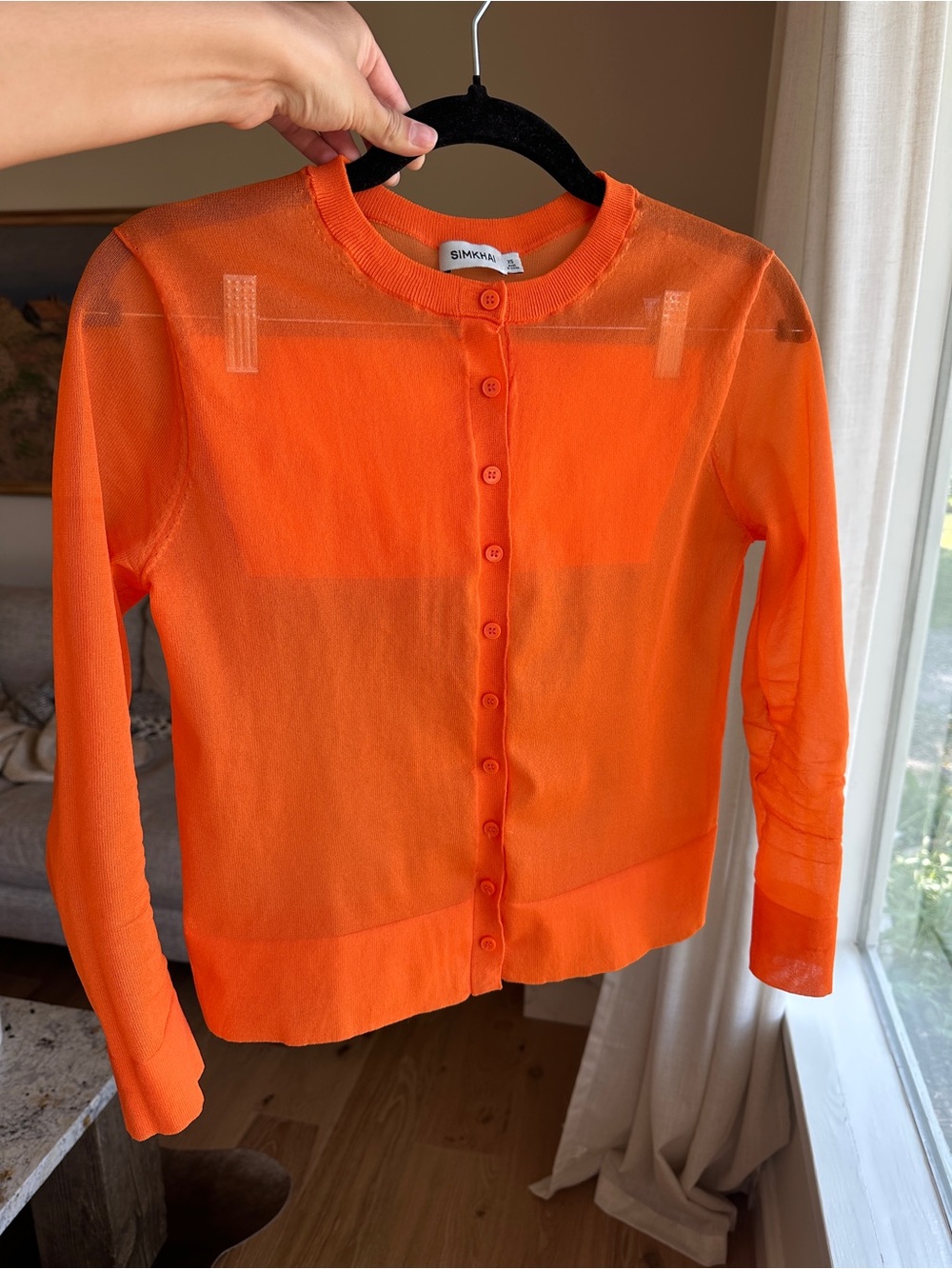 SIMKHAI Orange Sheer Mesh Cardigan XS + Bandeau